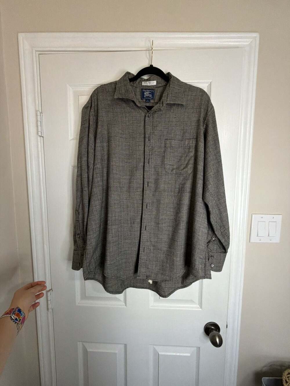 Burberrys Sportsman Glen Plaid Long Sleeve Button-Down Shirt Size XL